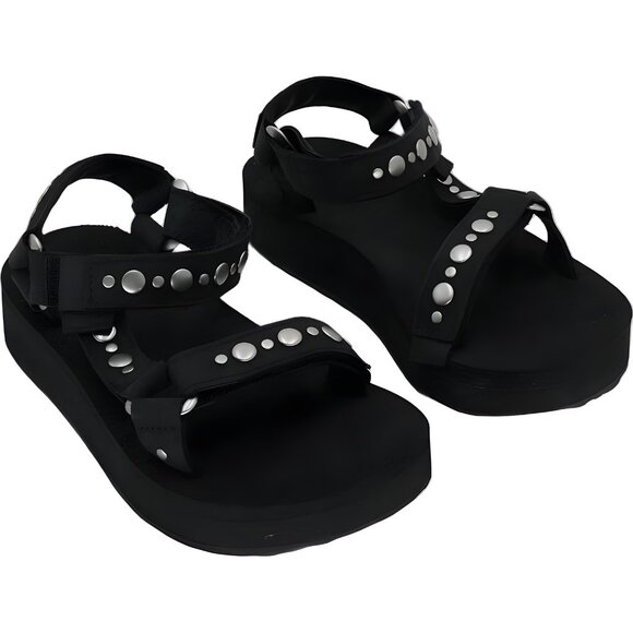 Teva Midform Universal Studded Black Platform Sandals Women US 5M EU 36 - Picture 4 of 6